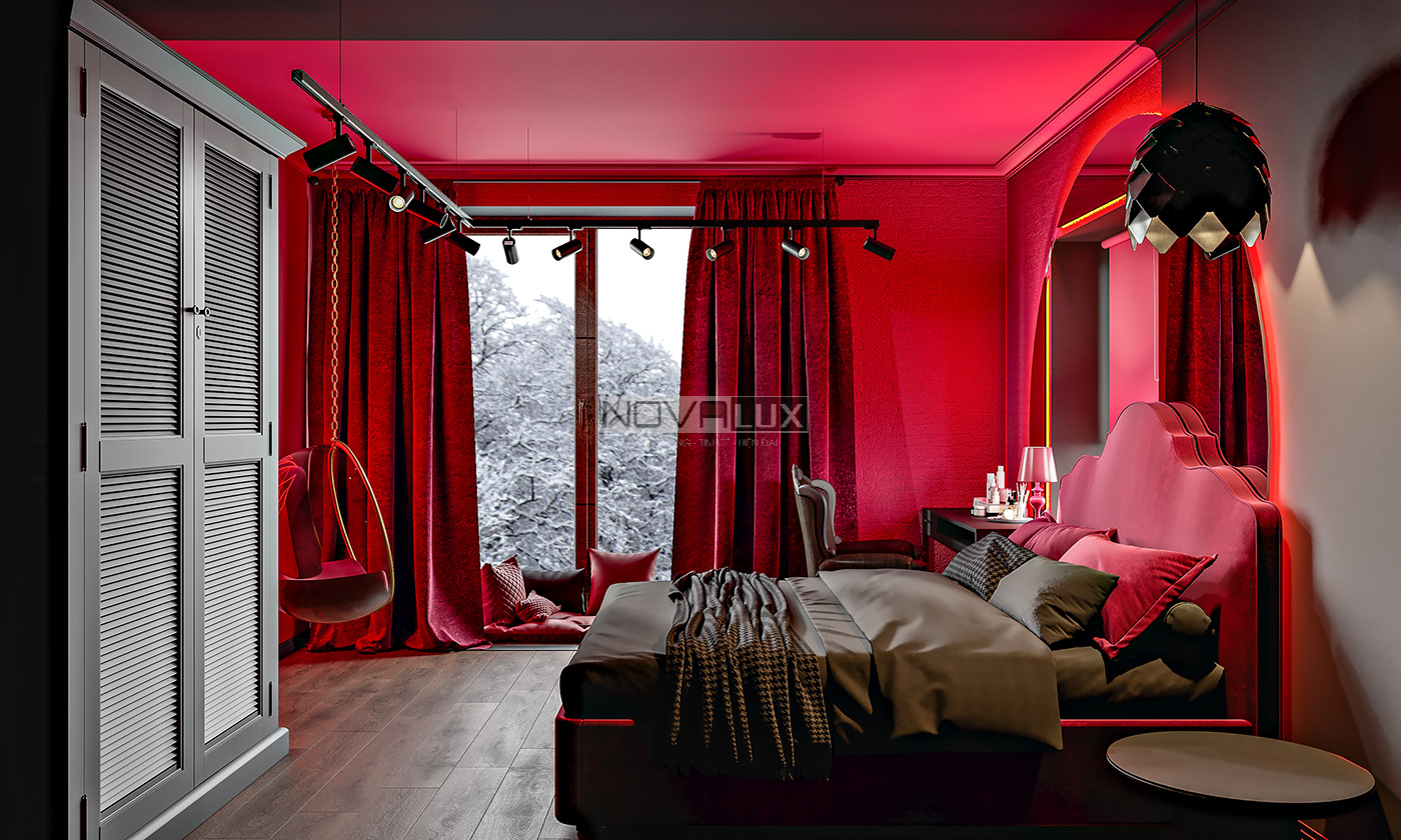 Mrs. Ái Bedroom – Crimson Pulse